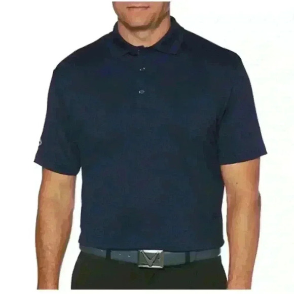 Callaway Polo Shirt XL Navy Blue Opti Dri Golf Performance “South Life” Sleeve - Picture 1 of 9